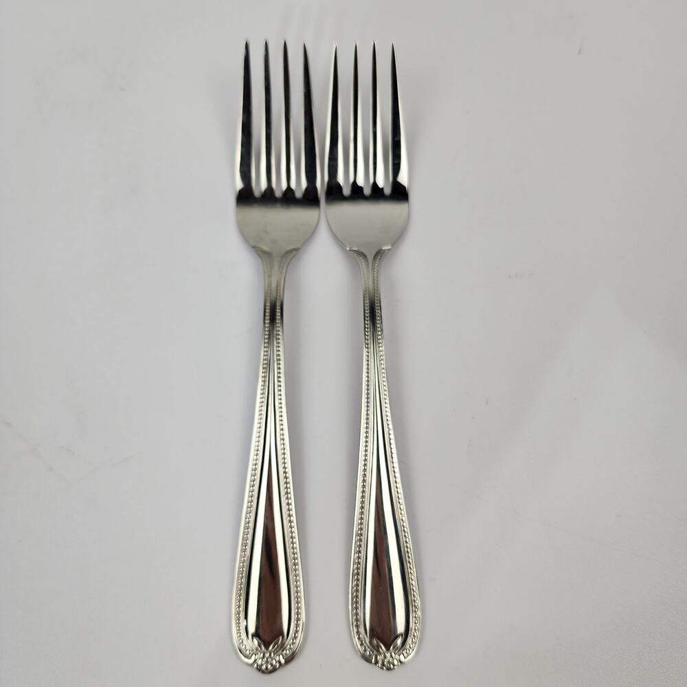 2 Temp-Tations 18/10 by Tara Old World Bead Stainless Desert Salad Forks